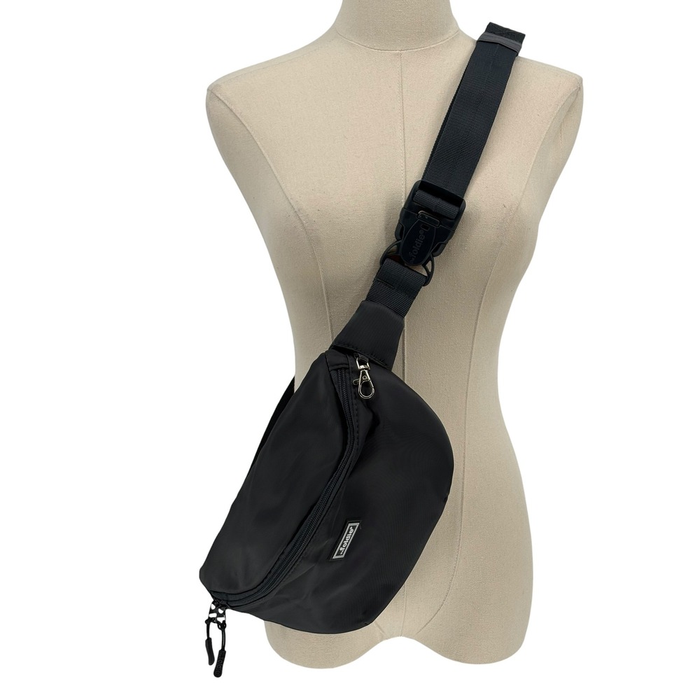 The Foldie Belt Bag Black RFID Safe Nylon Crossbody Sling Adjustable OS